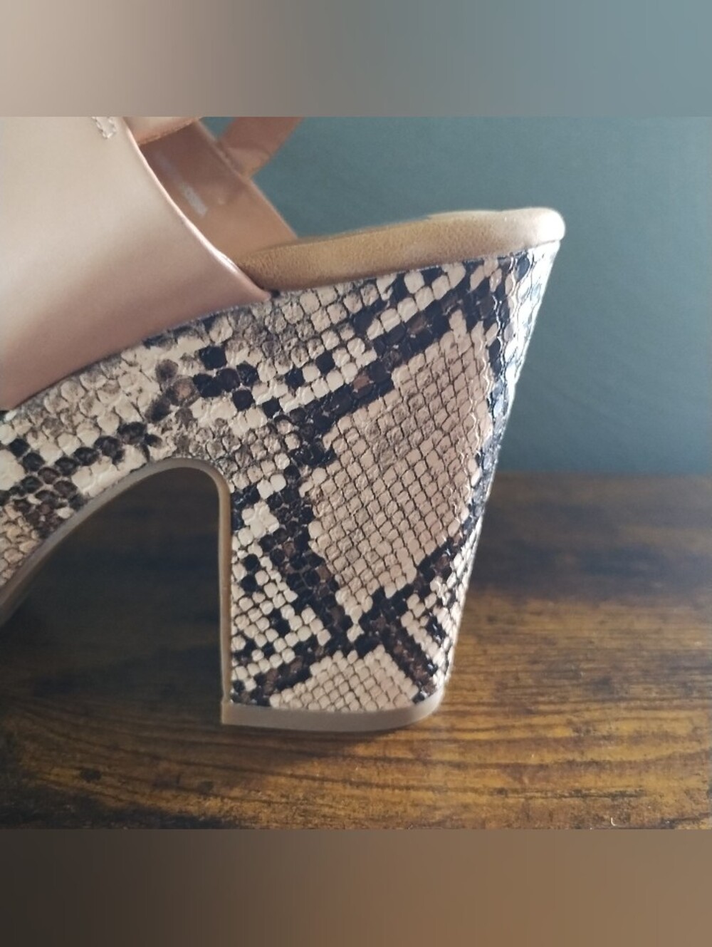 DV Dolce Vita Womens 8.5 Snake Print & Nude Block Heel Platform Oiska Sandals - Picture 12 of 13
